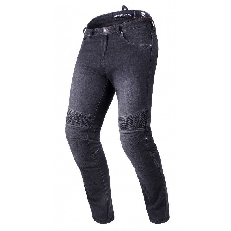 Prodloužené jeansy na motorku Street Racer Warior CE černé