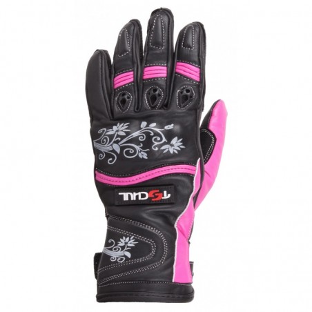 Dámské rukavice na motorku Tschul 301 černo-růžové