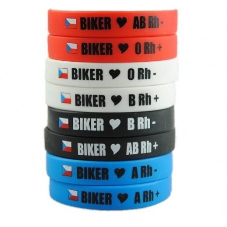 Moto náramek Biker s krevní skupinou AB RH+ Barva: bílá