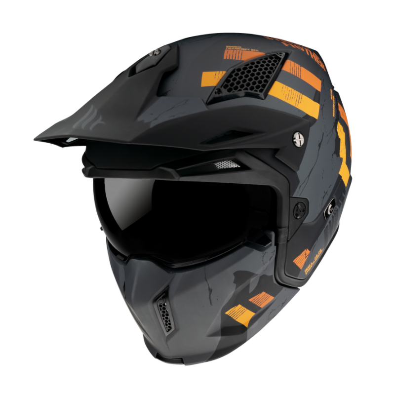Přilba na motorku MT Streetfighter Skull 2020 šedo-oranžová Velikost: L
